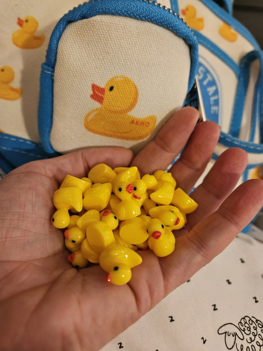 Aeropostale Blue and Cream Rubber Duck Canvas Tote bonus ducks viral coin purse